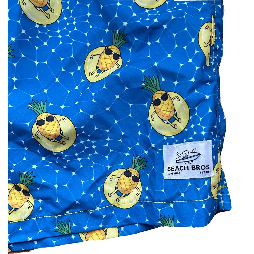 Beach Bros Swim‎ Trunks Men's 2XL Quick Dry Geometric Cool Pineapple Shorts